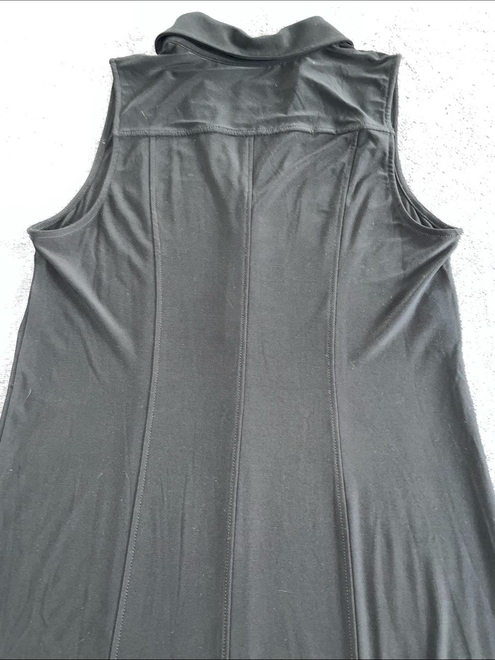 Anne Klein Sleeveless Black Button-Down Maxi Dress with gold buttons. Size 8 - Picture 6 of 6